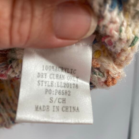 Main Strip Popcorn Rainbow Knit Balloon Sleeve Sweater Women’s Small - Picture 5 of 8